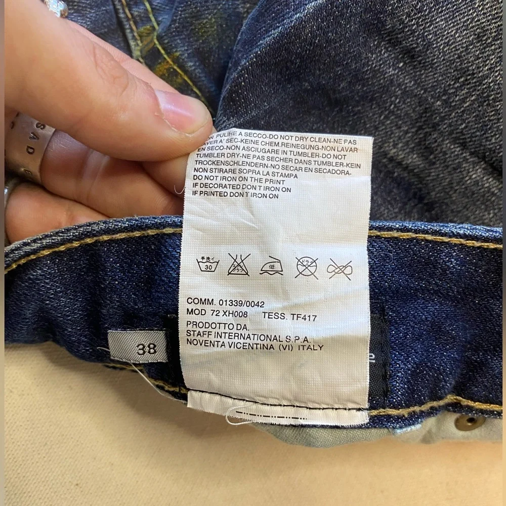 Dsquared2 Distressed Dark Wash Denim Mini Skirt Embroidered High Waist Y2K - Picture 5 of 9